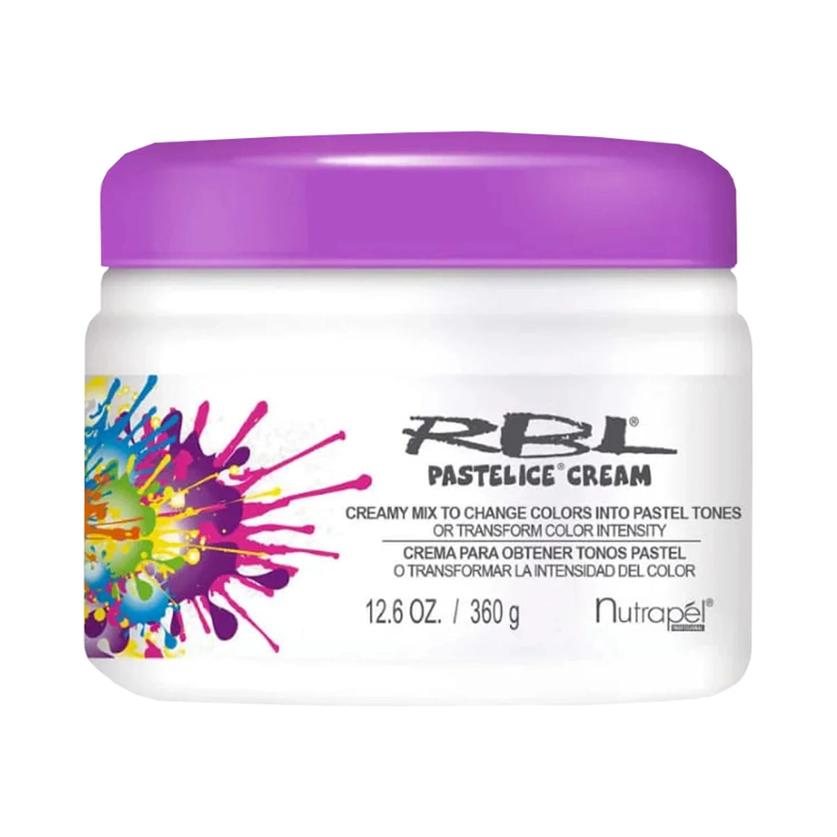Tarro de crema diluyente Nutrapél RBL Pastelice Cream de 360 g con tapa morada