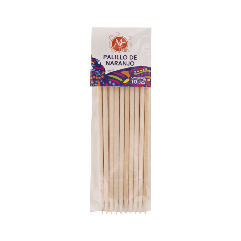 Palillo Naranjo Empujador de Cutícula 10 Pz