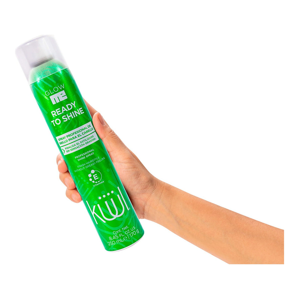 Küül Glow Me · Ready to Shine 250 ml, spray de brillo en uso