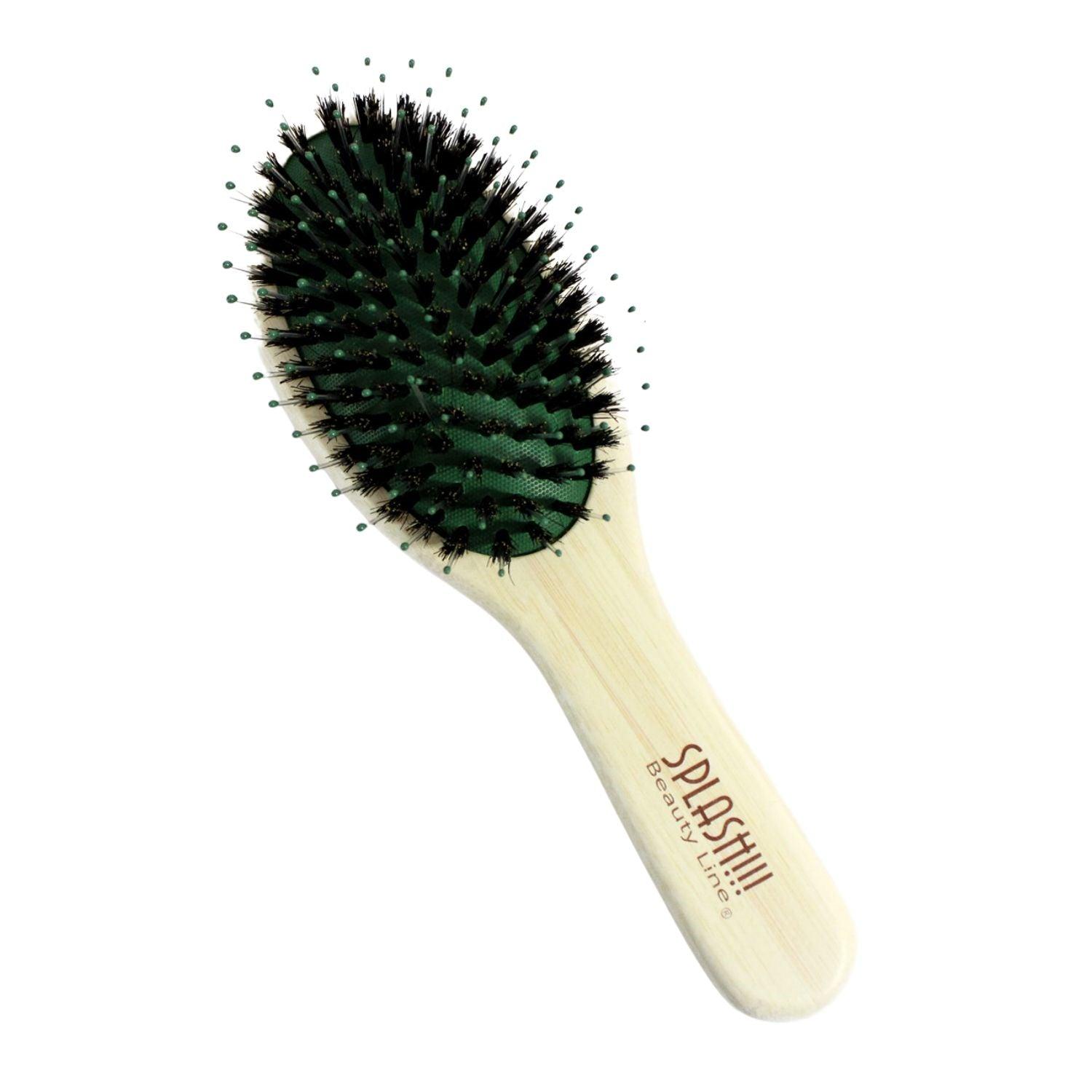Cep. Cabello,Oval Ch C/Mango,Neumatico,Bambu C/Cerda Nat/Nylon, Doble Altura,Col.Surt,7.3&quot;Splash Bio
