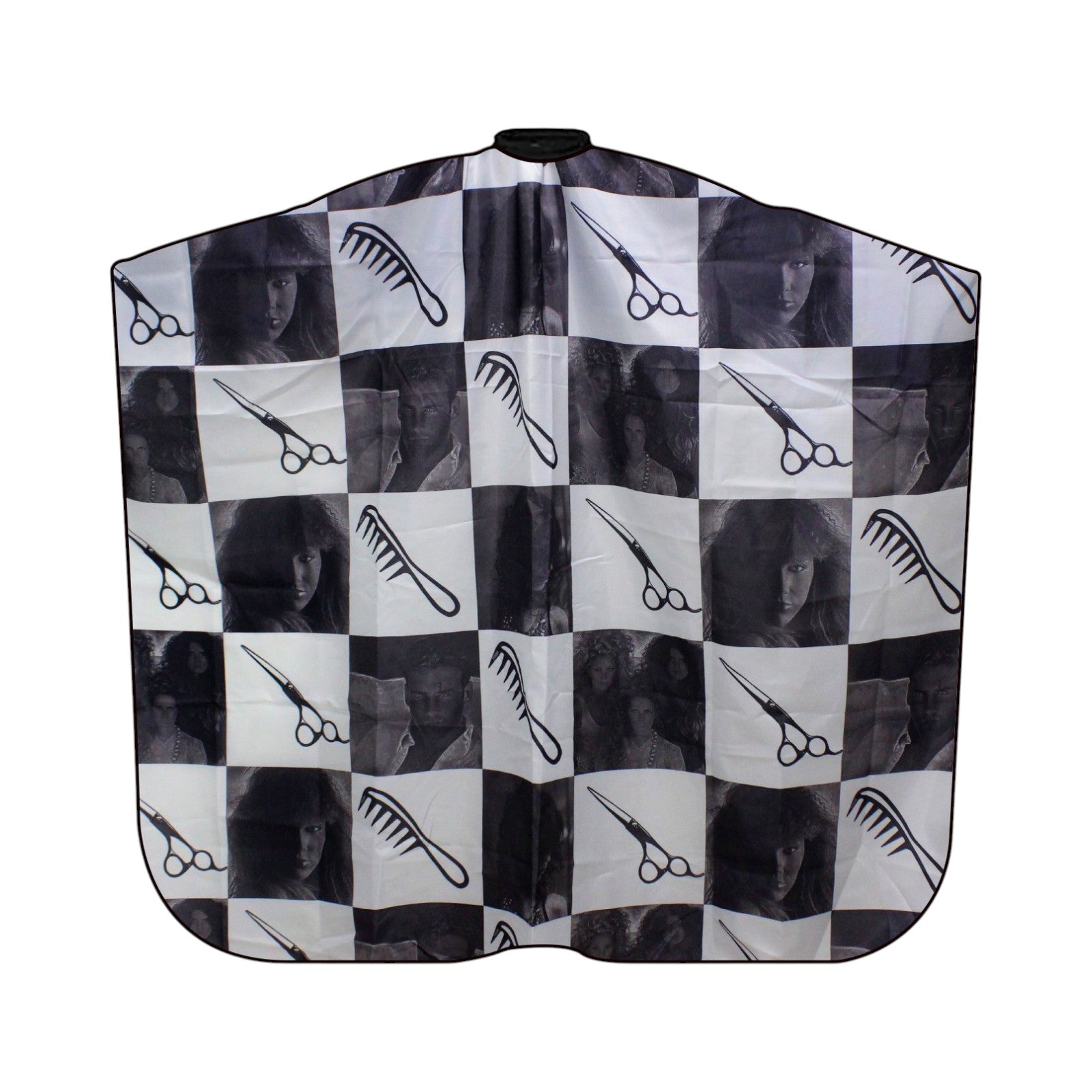 Lobo Capa para Corte de Cabello Cuello Ajustable Rasurado Profesional de Precisión Cuadros Blancos/Negros