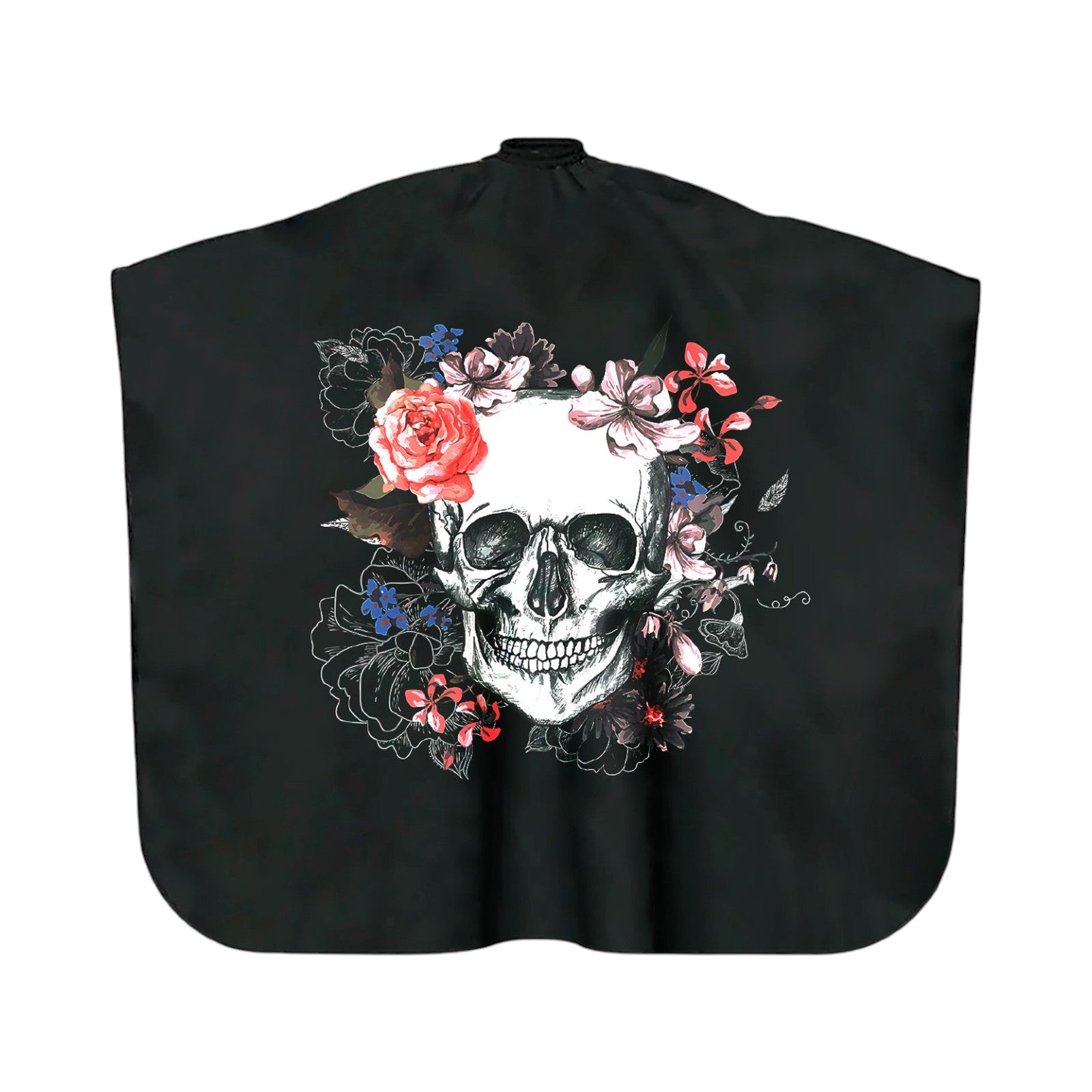 Lobo Capa para Corte de Cabello Cuello Ajustable Rasurado Profesional de Precisión Diseño Calavera &amp; Rosas