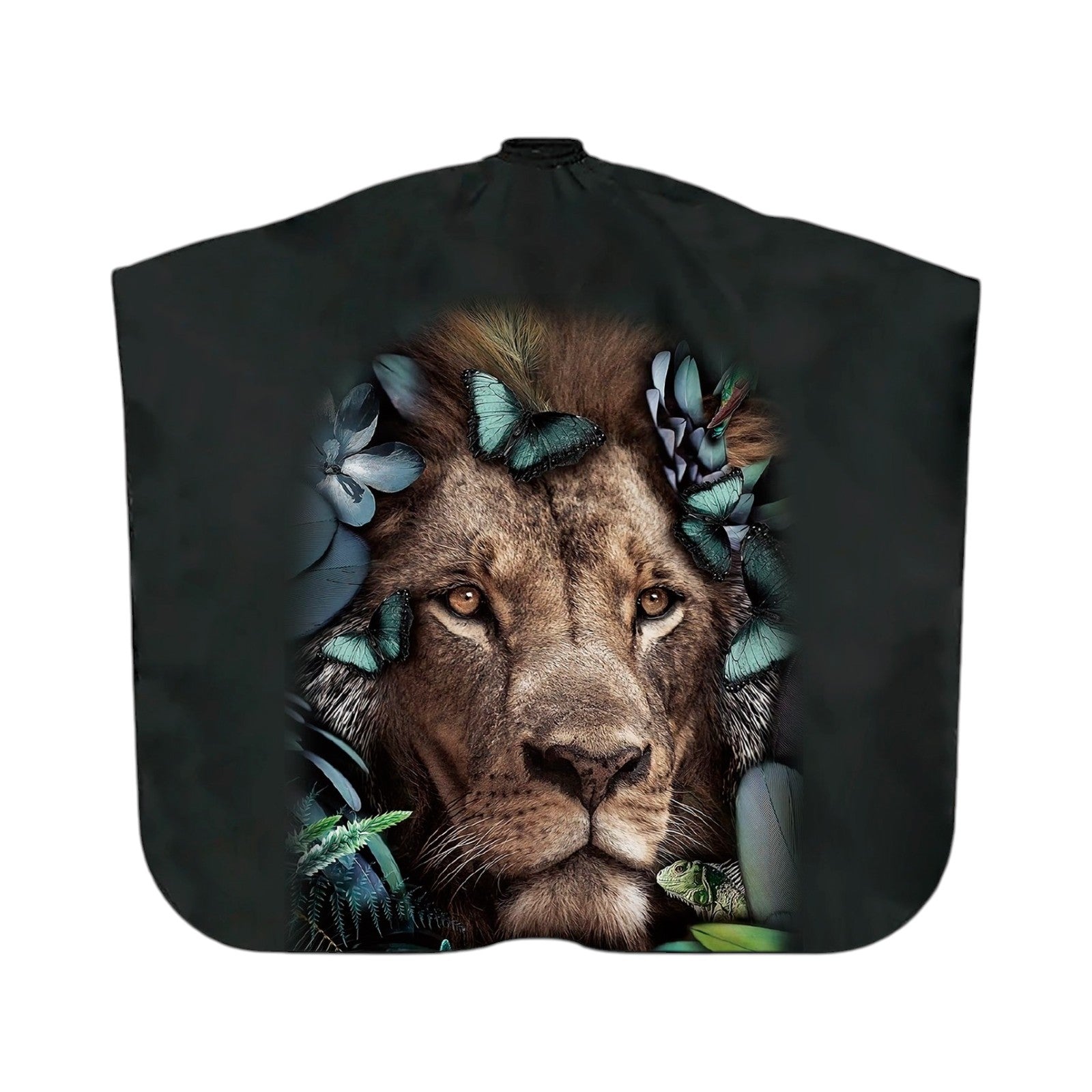 Lobo Capa para Corte de Cabello Cuello Ajustable Rasurado Profesional de Precisión Diseño Leon Gris