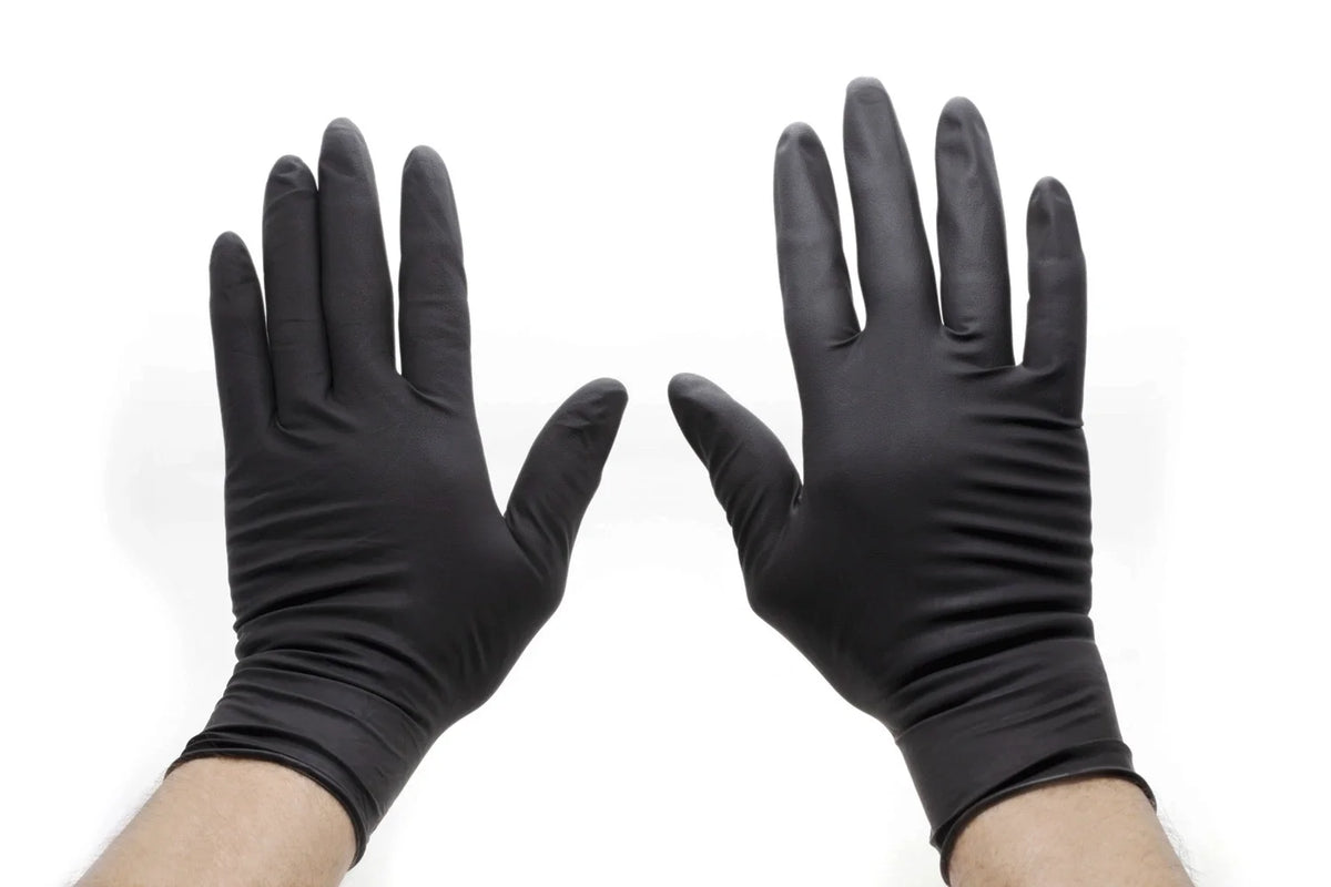 Lobo Guantes para Tinte Uso Rudo de látex negro, talla Grande (modelo 1439-GDE), 1 par en bolsa, vista 1