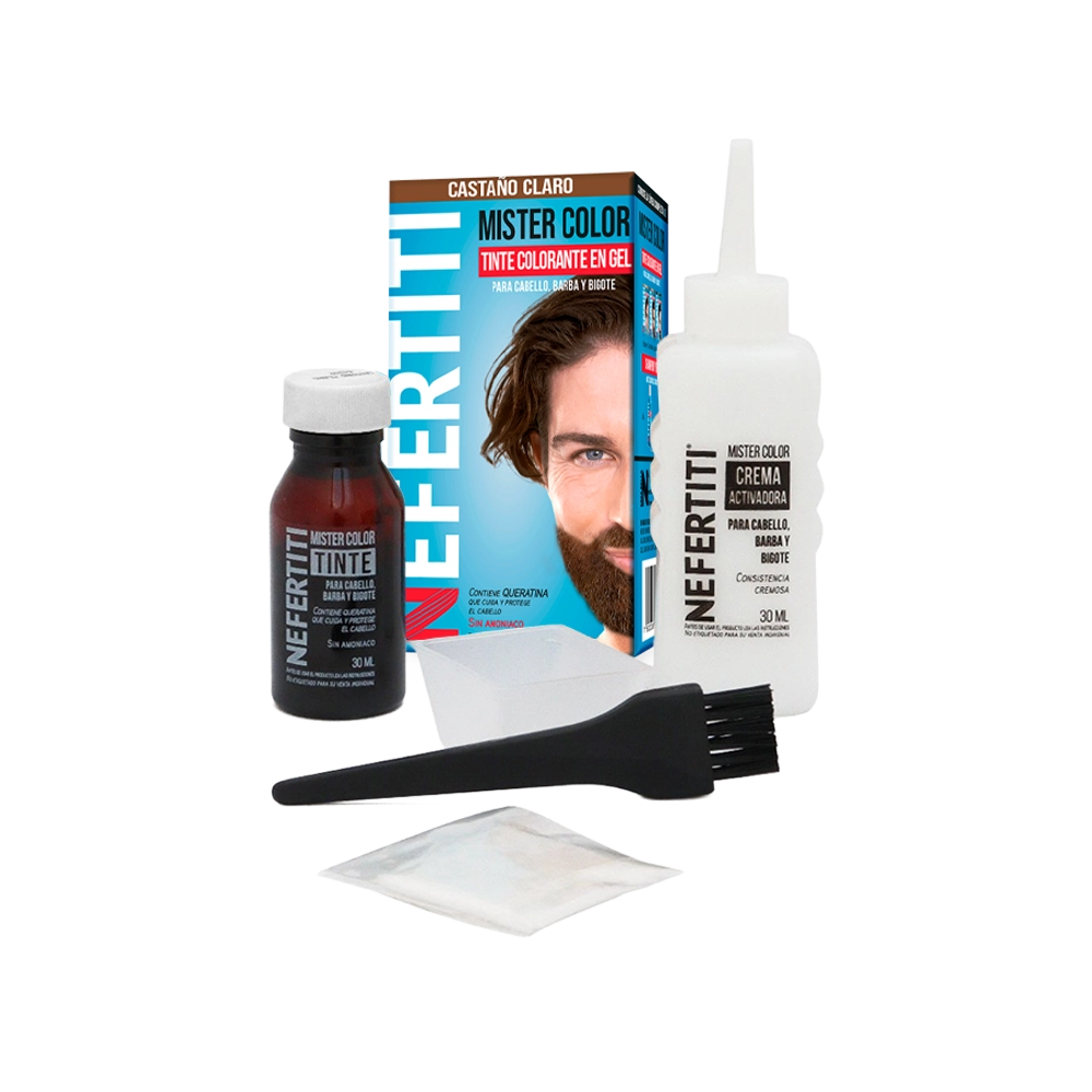Kit Tinte para Cabello, Barba y Bigote Mister Color Tono Cast Claro 30 Ml