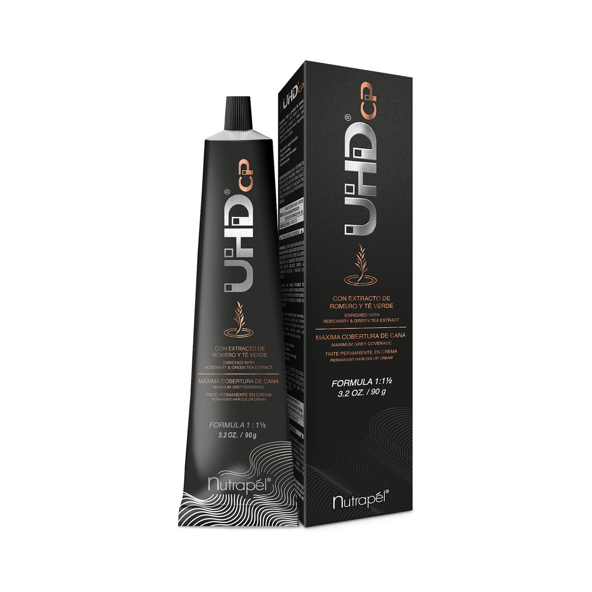 Nutrapel UHD, tinte permanente en crema 90 g, envase y tubo
