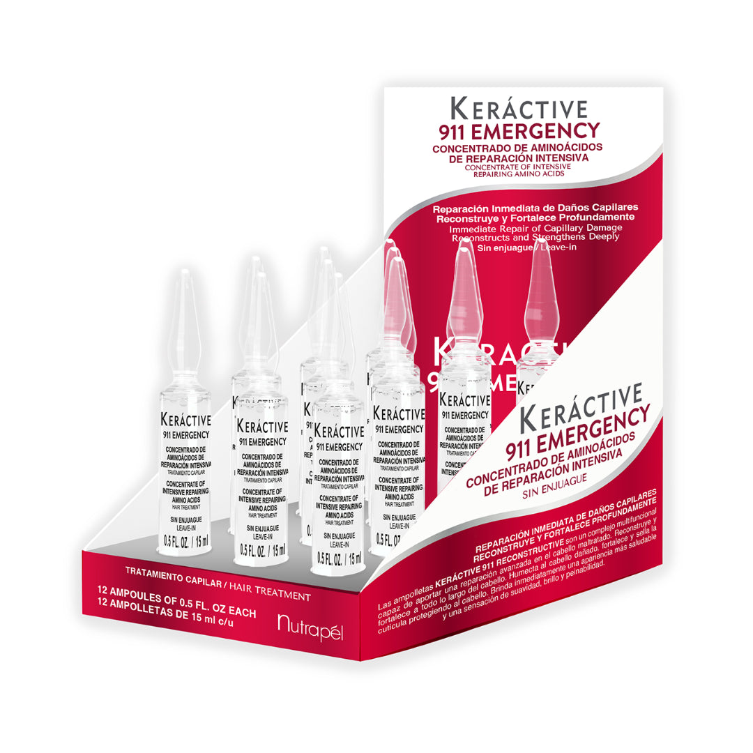 Nutrapel Keráctive 911 Caja 12 Ampolletas Reparación Intensiva Caja 12 Ampolletas 15 ml c/u