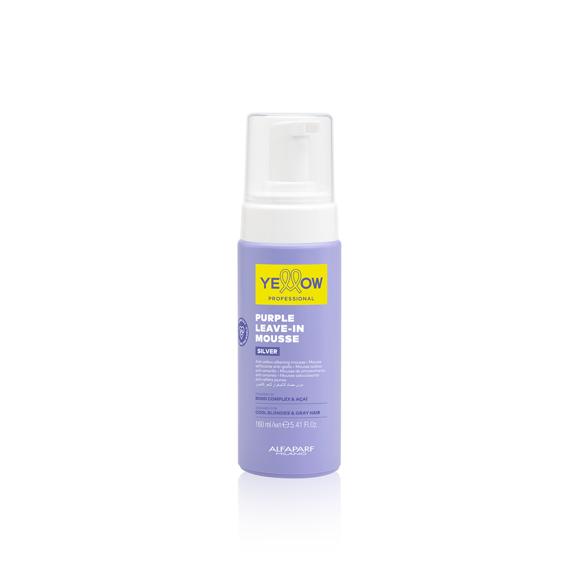 Mousse matizadora sin enjuague Yellow Silver Purple Leave-In 160 ml