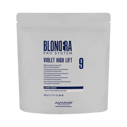 Alfaparf Blondera Pro System Violet High Lift 9, pouch de 400 g; imagen oficial