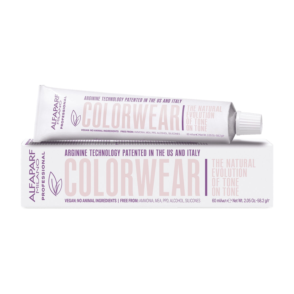 Tinte Alfaparf Color Wear, caja y tubo de 60 ml