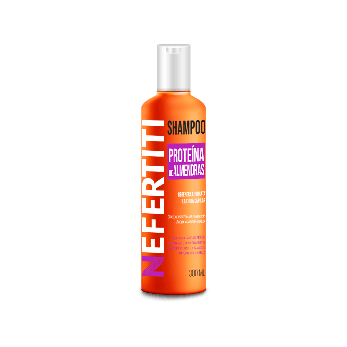 Botella de Nefertiti shampoo Proteína de Almendras de 300 ml, vista frontal