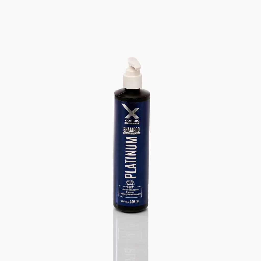 Botella con dosificador de shampoo matizador Xiomara Platinum de 250 ml