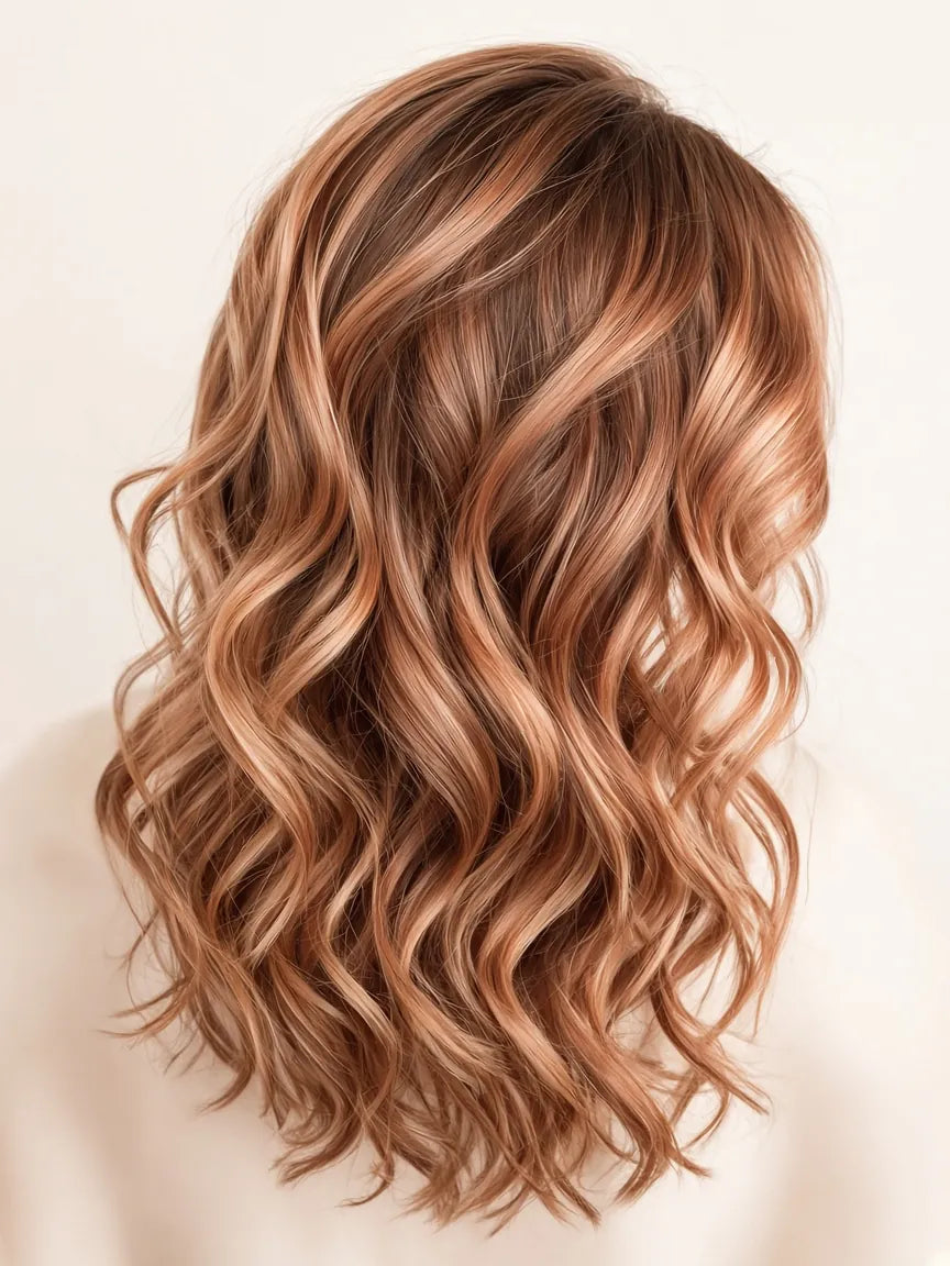 Cabello ondulado con color cobrizo