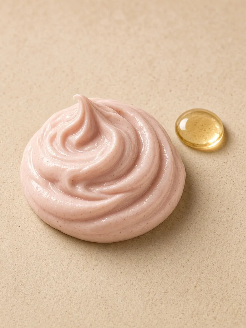 Textura de mascarilla y gota de aceite