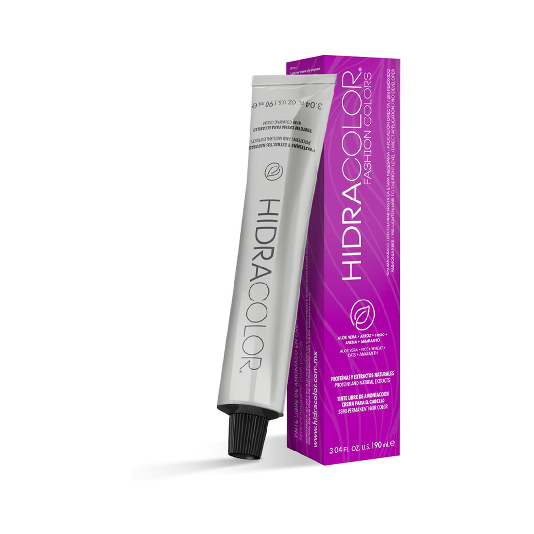 Empaque y tubo de Hidracolor Fashion Colors, 90 ml