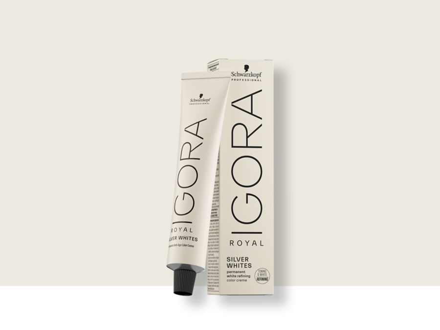 IGORA ROYAL Silver Whites — caja y tubo, referencia oficial; el empaque puede variar
