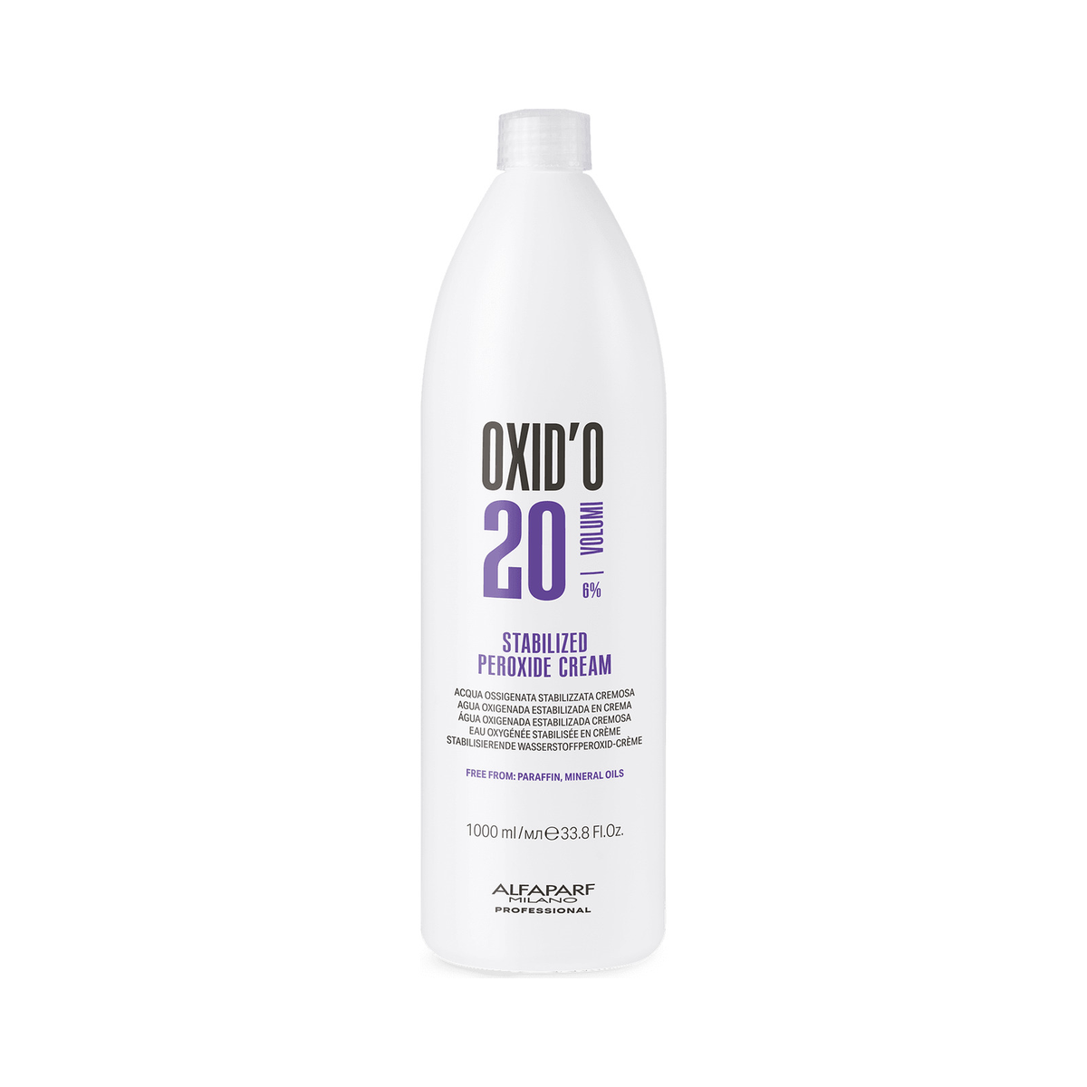 Alfaparf Milano Oxid’o 1000 ml, 20 volúmenes — envase oficial del volumen y tamaño indicados