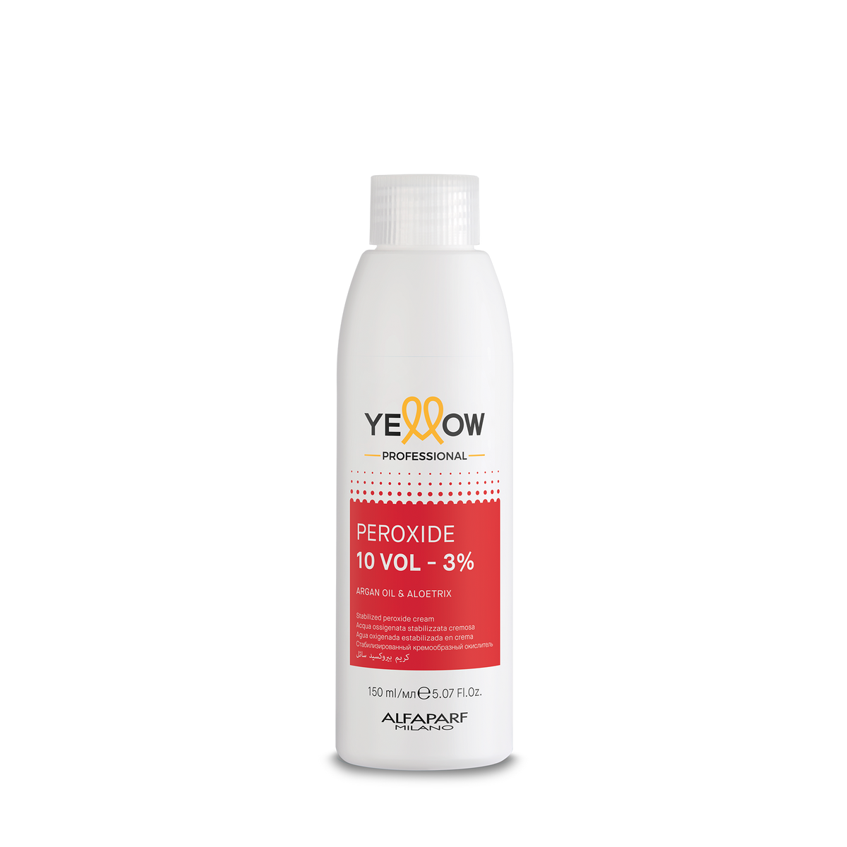 Yellow Peroxide 10 Vol 150 ml, envase anterior con etiqueta roja