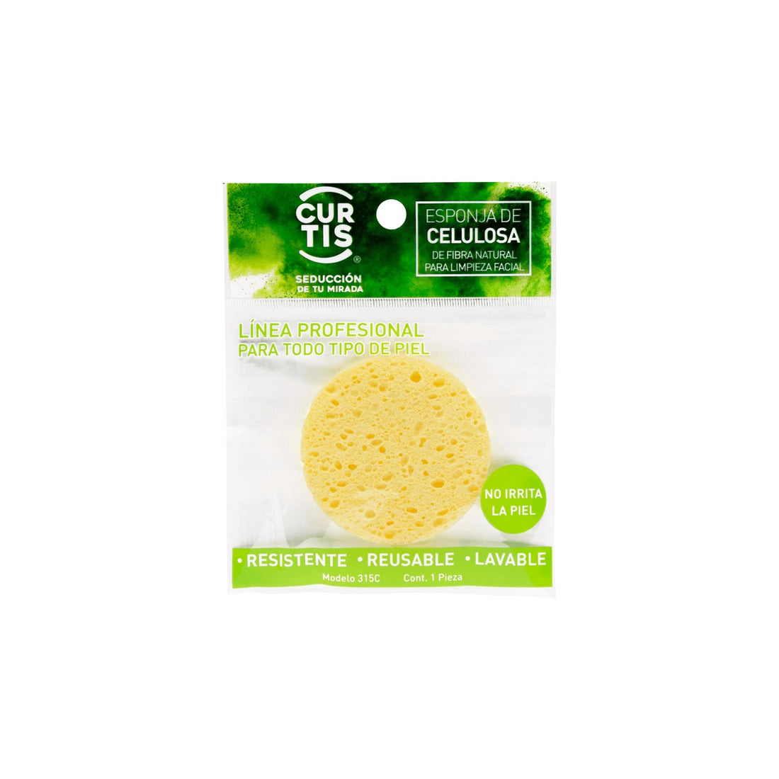 Curtis Esponja de Celulosa Amarilla Limpieza Facial Profunda y Exfoliación Suave Presentación Única