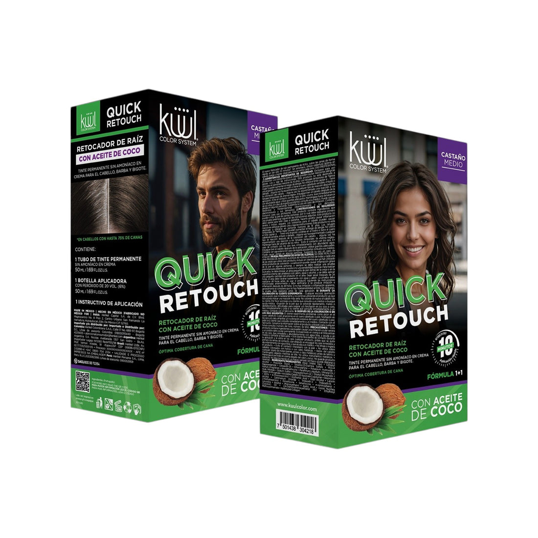 Kuul Quick Retouch Retocador de Raíz Cobertura de Canas Castaño Medio