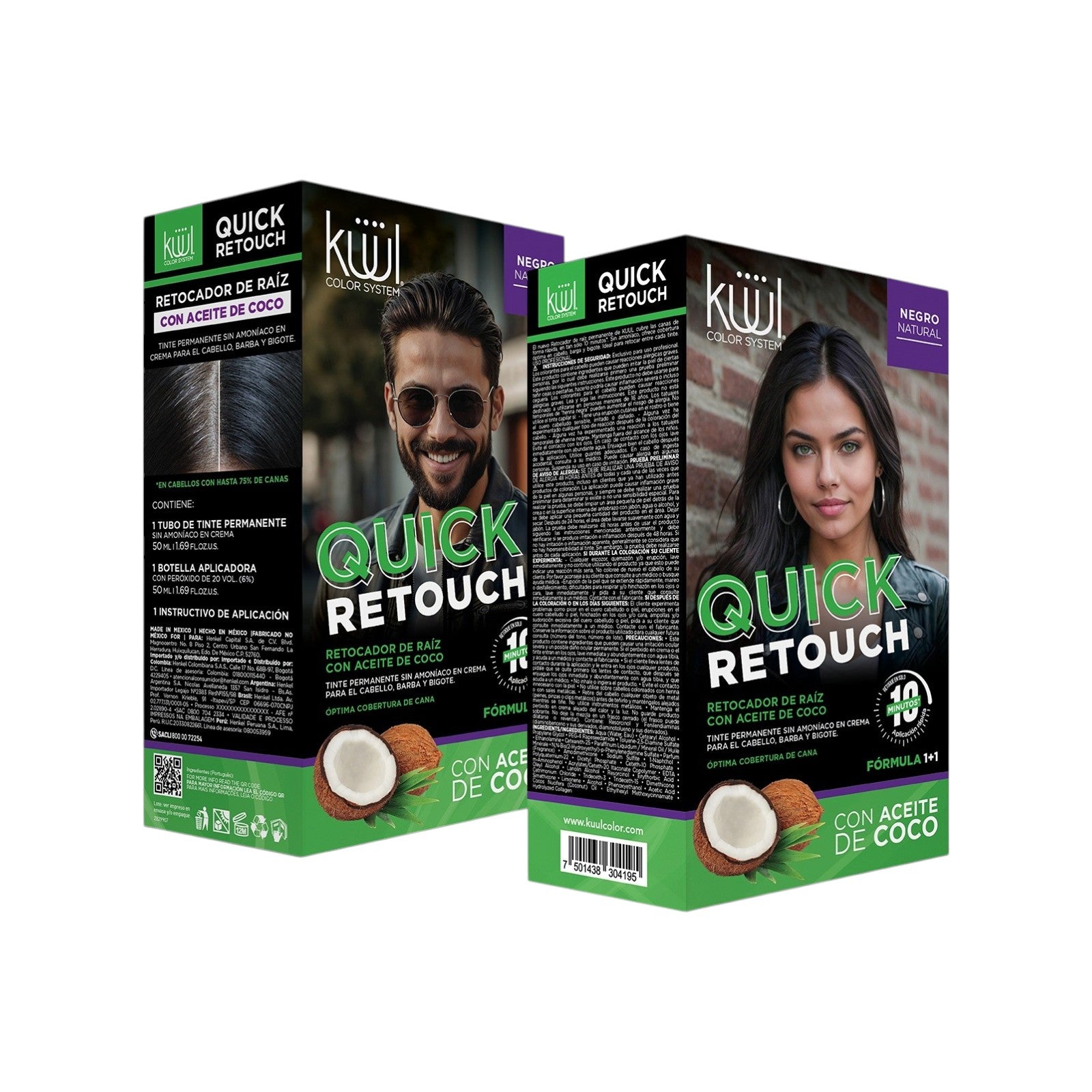 Kuul Quick Retouch Retocador de Raíz Cobertura de Canas Negro