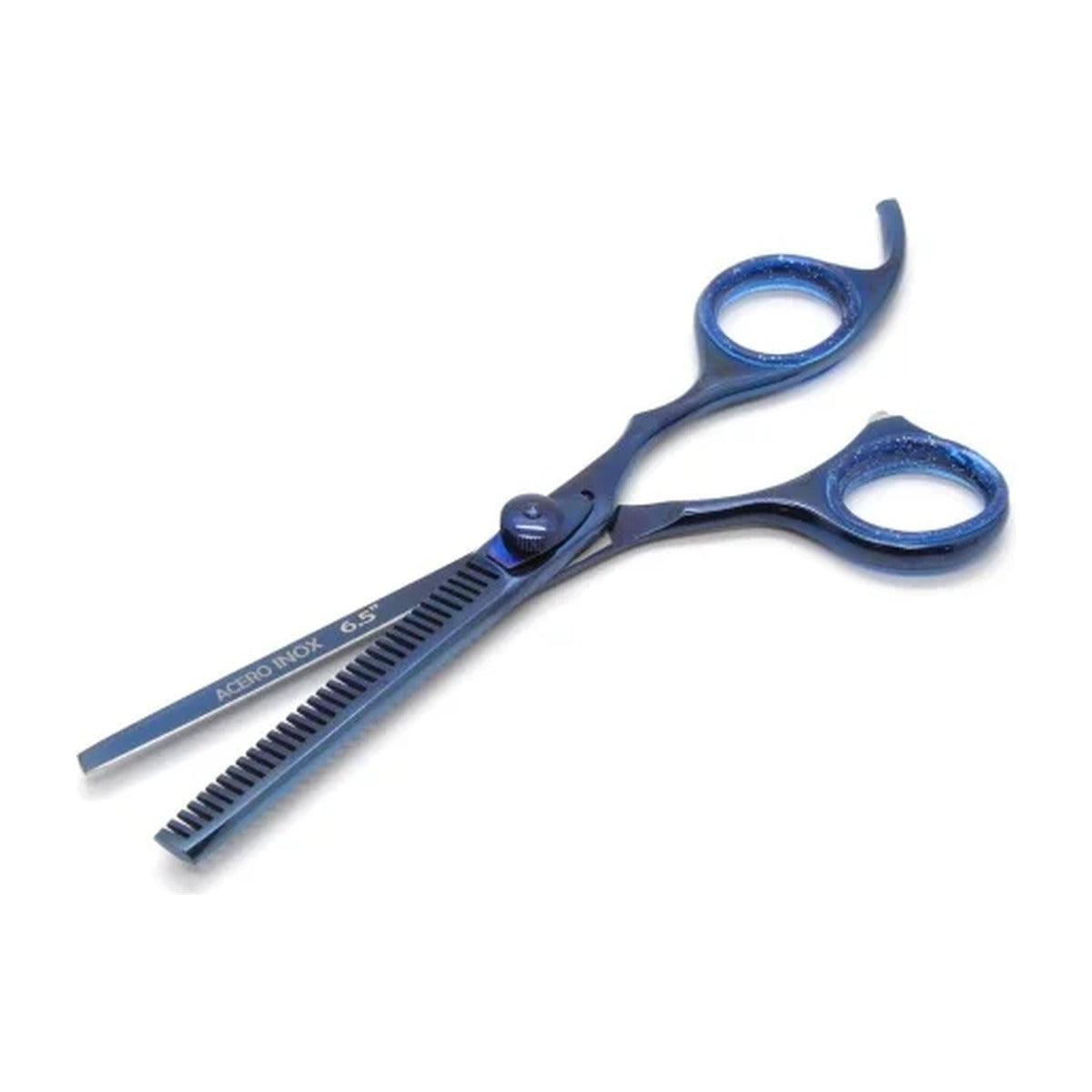 Lobo Tijera de Entresacar con Tornillo Ajustable Azul Titanio