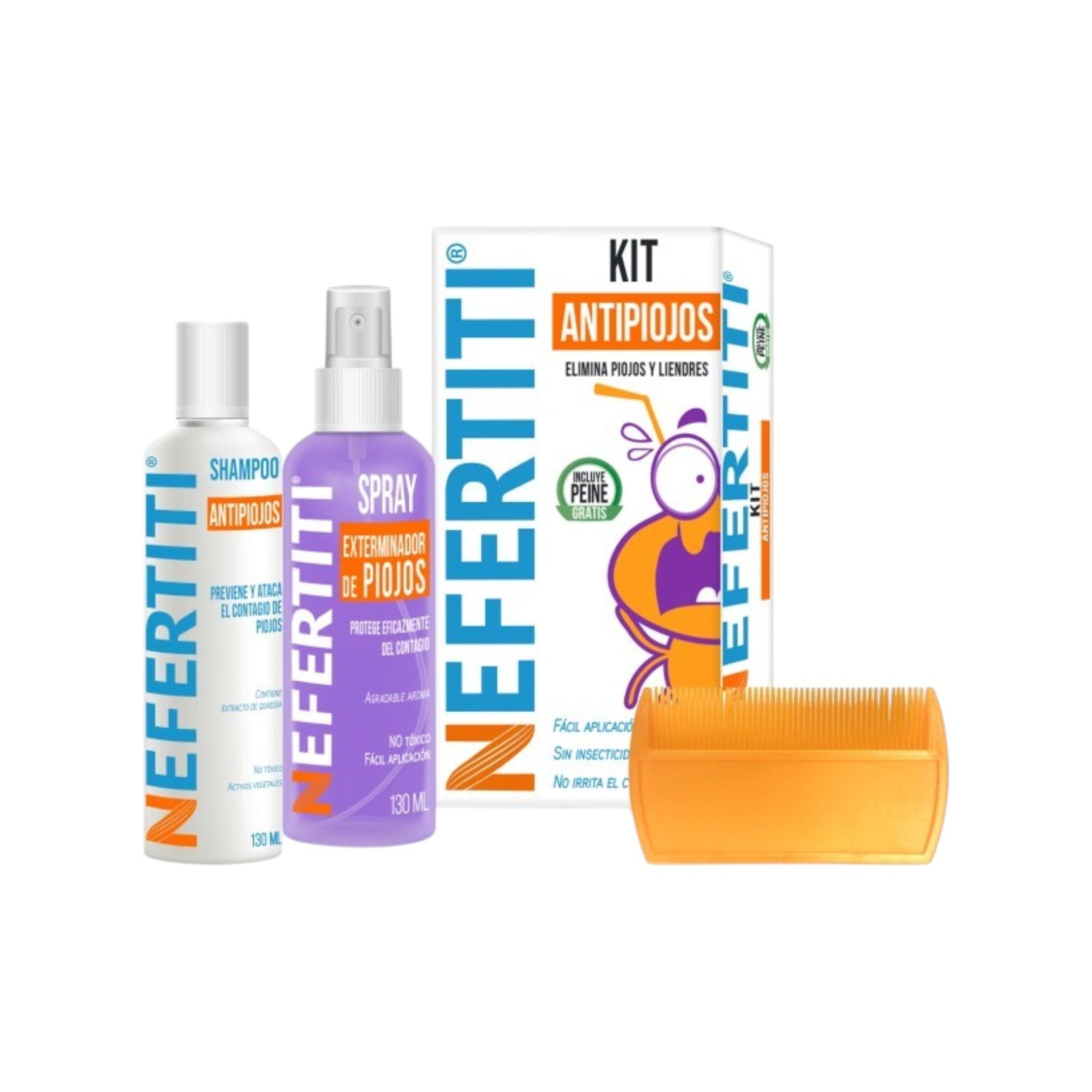 Nefertiti Kit Antipiojos Eliminación de Piojos y Liendres Presentación Única