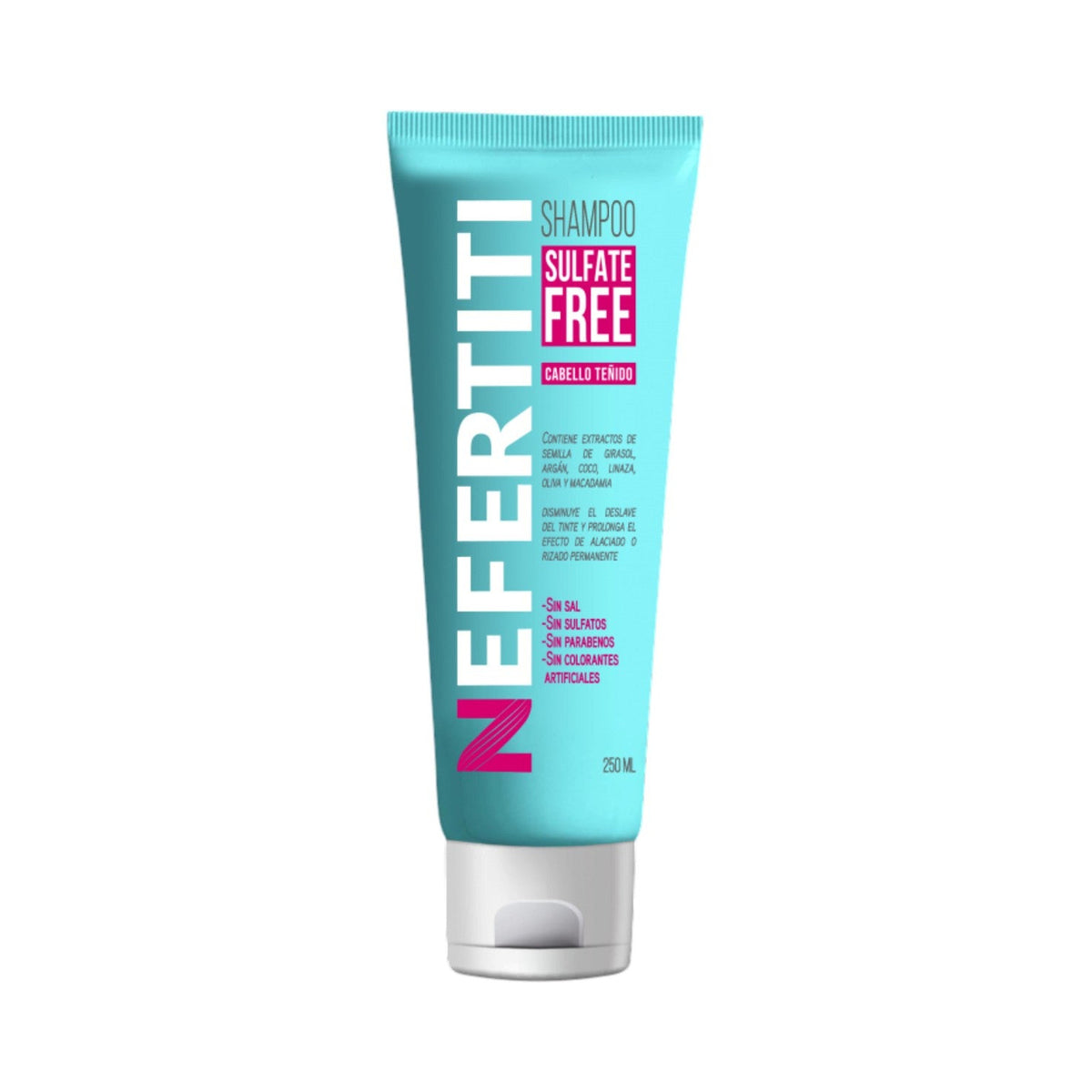Tubo de Nefertiti Sulfate Free shampoo para cabello teñido 250 ml