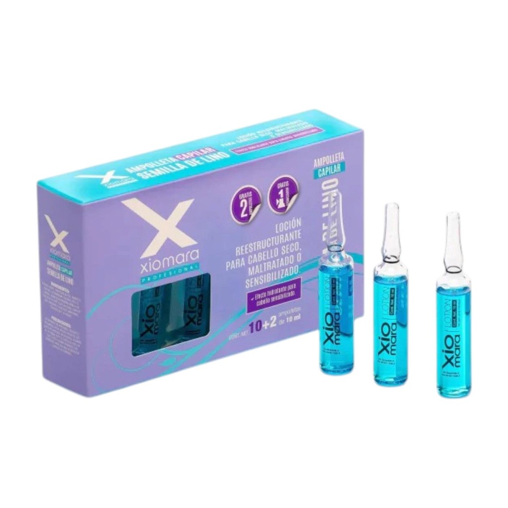 Ampolleta Xiomara Semilla de Lino reparación y brillo 10 ml