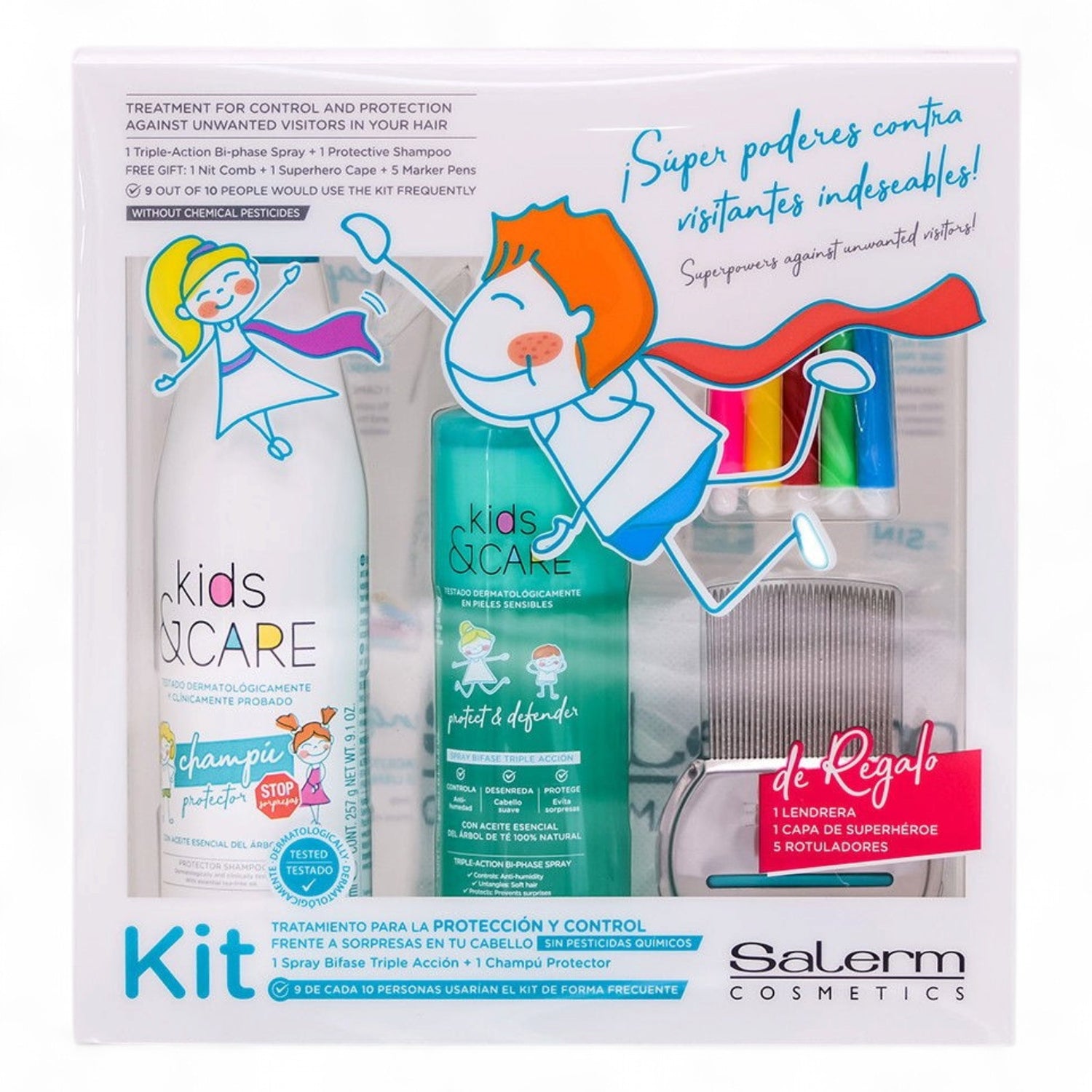 Salerm Kids &amp; Care Kit Protección y Control Piojos 250 ml + 190 ml